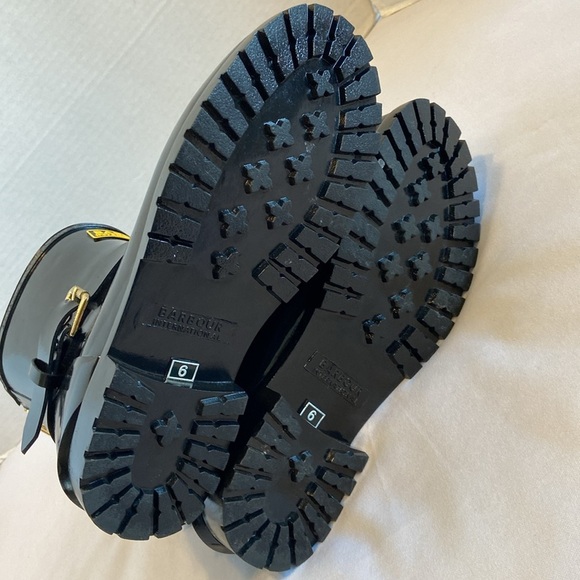 Barbour International Mugello short biker wellington boot in shiny black Size 6 - Picture 11 of 13